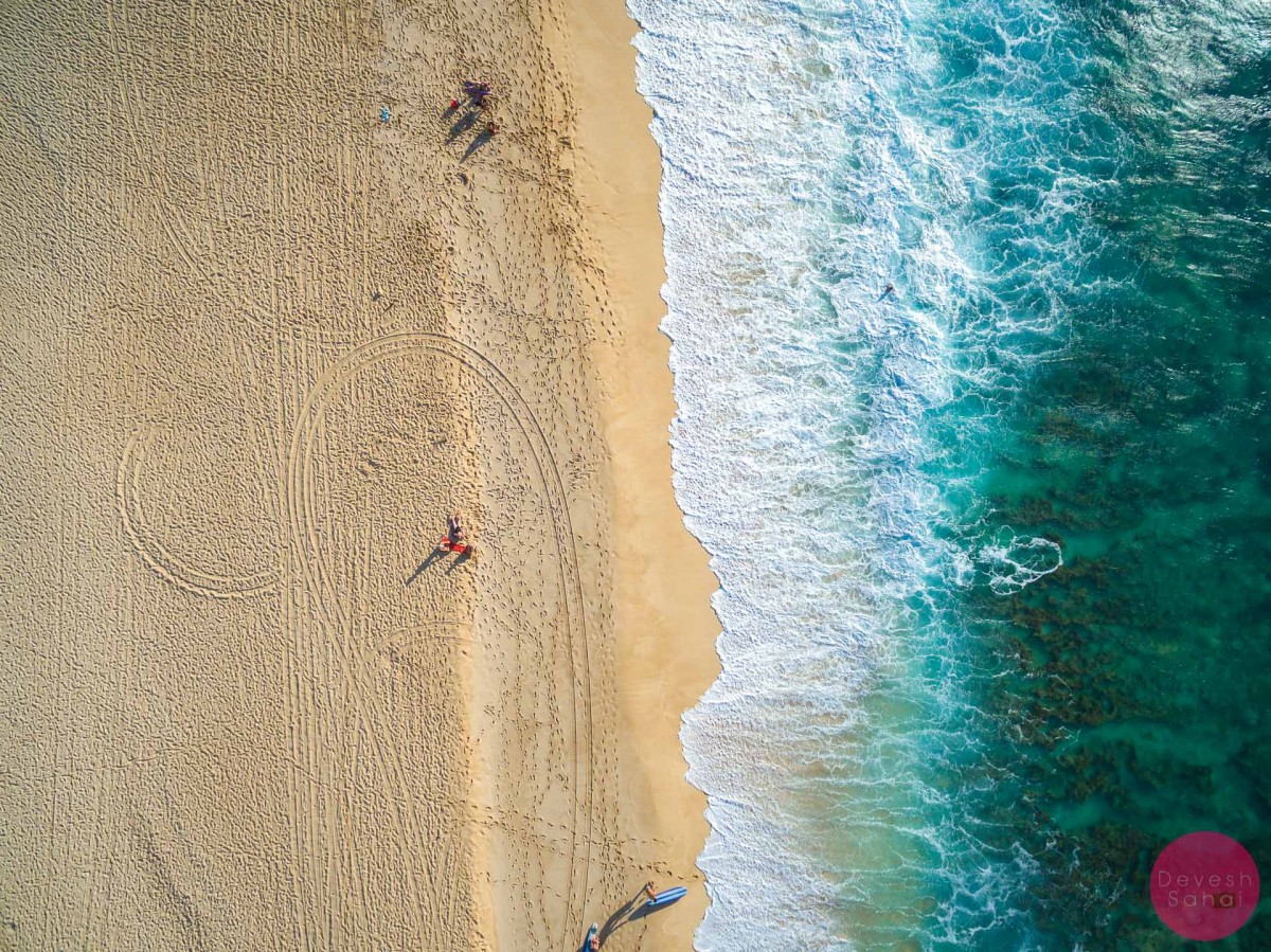 drone aerial photo of banzai pipeline beach hawaii