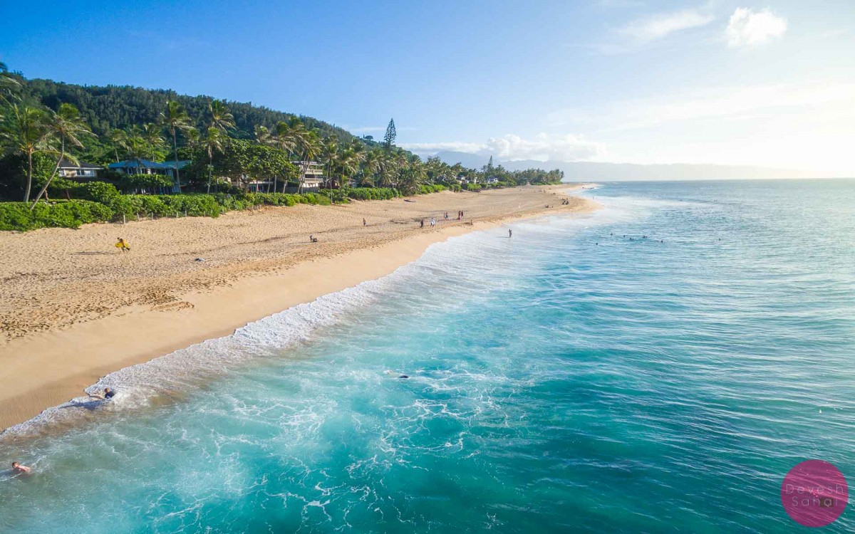 drone aerial photo of banzai pipeline beach hawaii