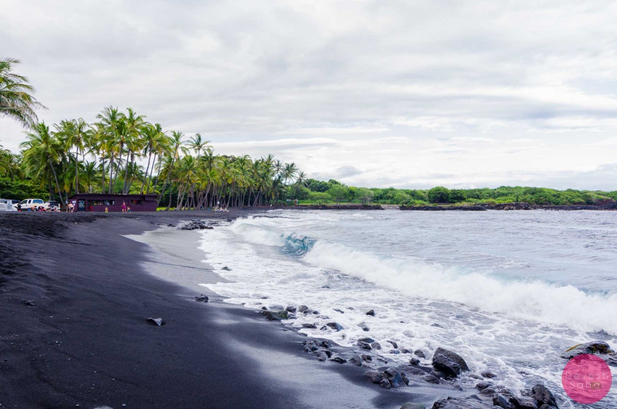 waves at the punaluu black sand beach big island hawaii