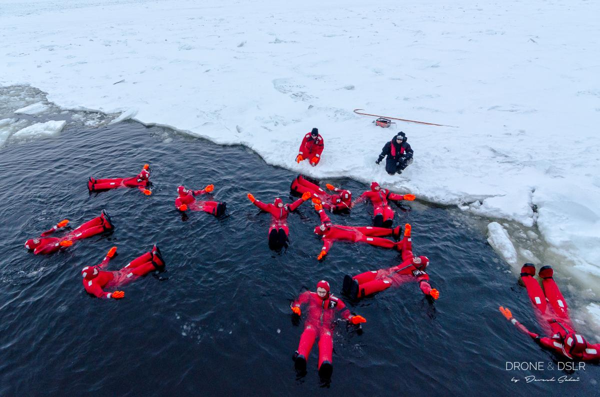 floating in frozen sea on iceabreaker cruise