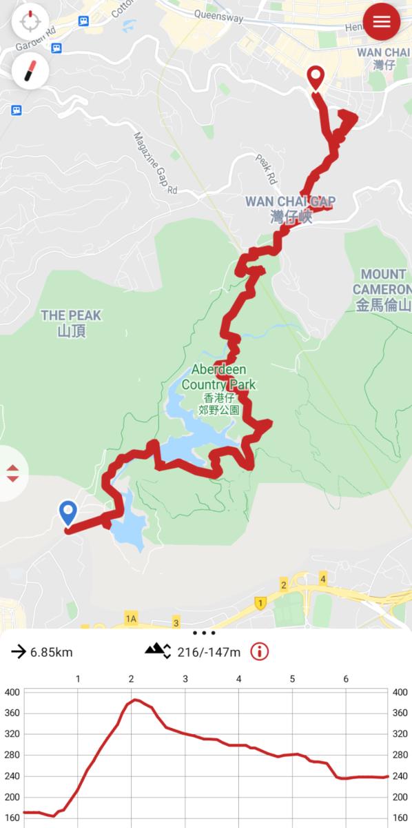 Wan Chai to Aberdeen Hike Map