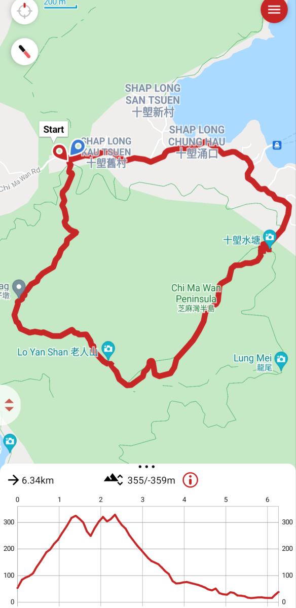 Chi Ma Wan Peninsula Hike map
