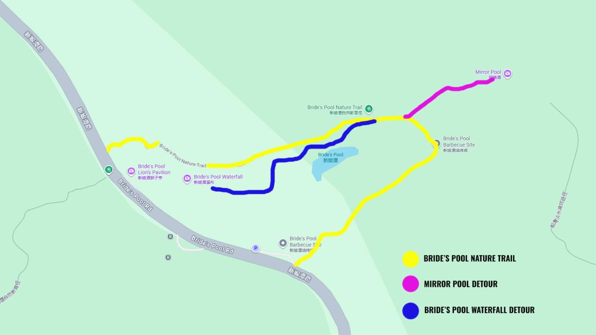 Bride's Pool Nature Trail, Bride's Pool, Mirror Pool map